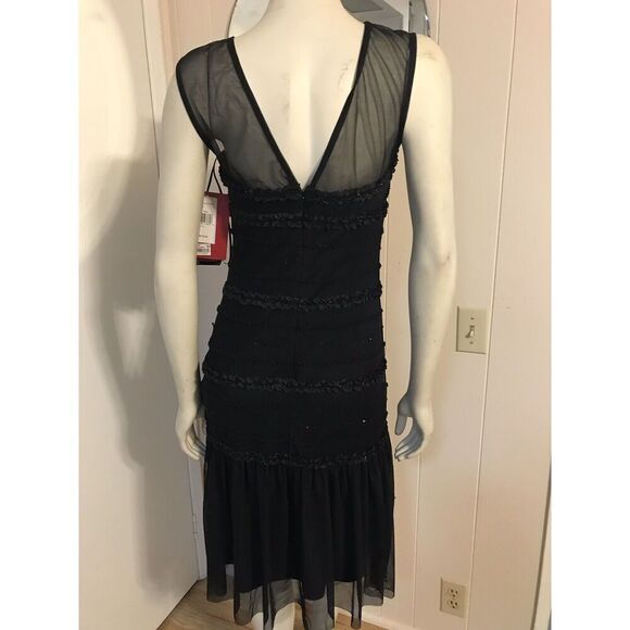 NWT $178 JS Collections Flapper Style Black Form Fitting Glittery Cocktail Dress - Picture 6 of 11